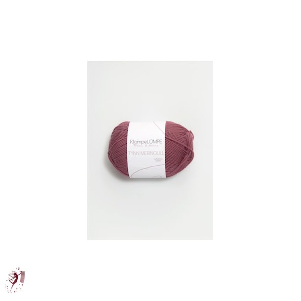 Klompelompe tynn merinoull 4344 Mrk pudderrosa