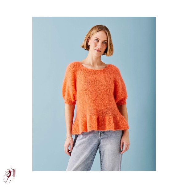  Bella Bluse med pufrme og flsekant str s,m,l strikkekit 