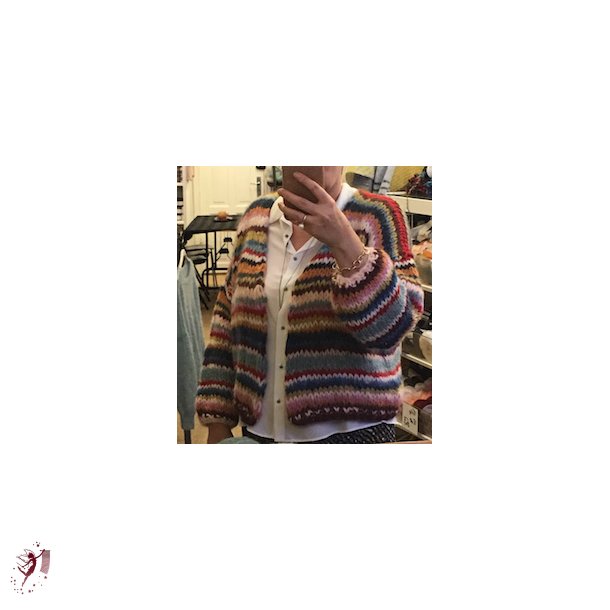 Regnbue cardigan one size strikkekit